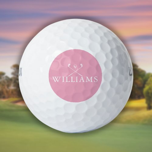 Personalized Name Golf Clubs Pink Golf Balls