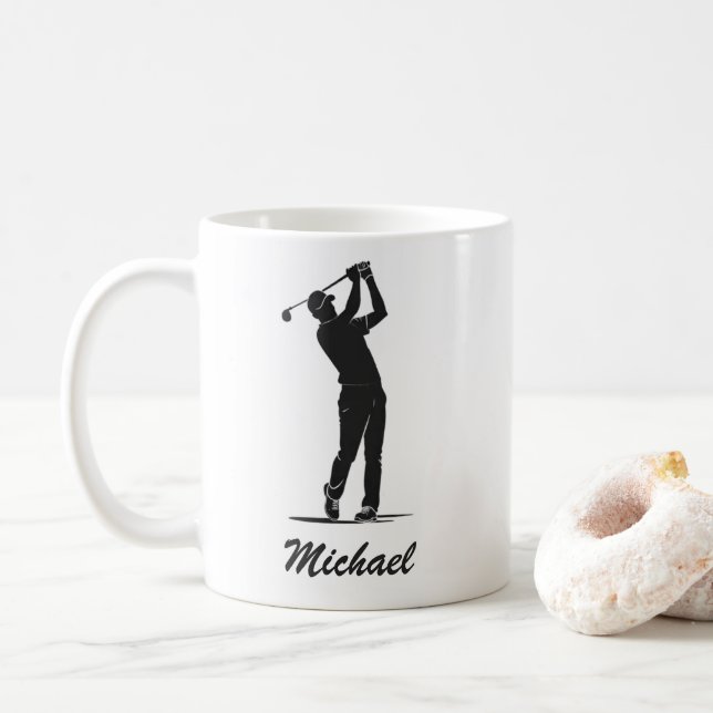 Personalized Name Golf Player Golfer Golfing       Coffee Mug (With Donut)