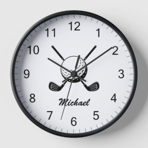 Personalized Name Golf stick ball Golfer Golfing Clock
