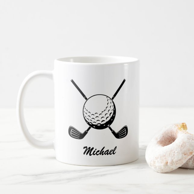 Personalized Name Golf stick ball Golfer Golfing   Coffee Mug (With Donut)