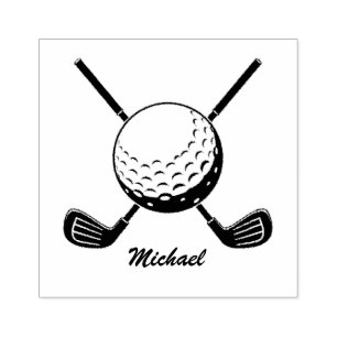 Personalized Name Golf Stick Golfer Golfing  Rubber Stamp
