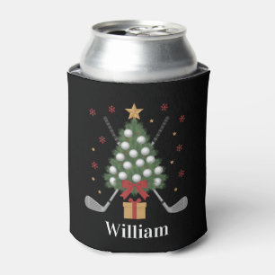 Personalized Name Golf Tree Equipment Christmas  Can Cooler