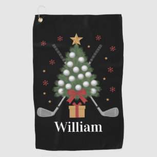 Personalized Name Golf Tree Equipment Christmas  Towel