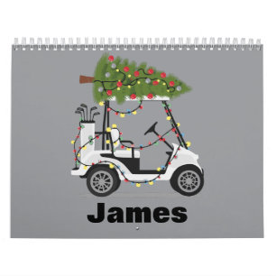 Personalized Name Golfer Christmas Golf Cart Xmas Calendar