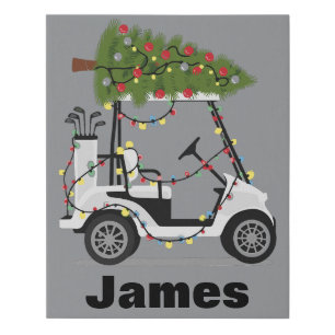 Personalized Name Golfer Christmas Golf Cart Xmas  Faux Canvas Print