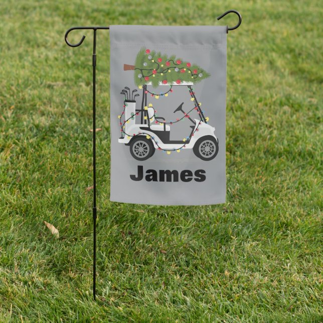 Personalized Name Golfer Christmas Golf Cart Xmas  Garden Flag (In SItu)