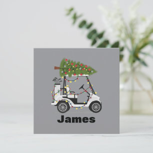 Personalized Name Golfer Christmas Golf Cart Xmas  Invitation