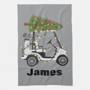 Personalized Name Golfer Christmas Golf Cart Xmas  Kitchen Towel