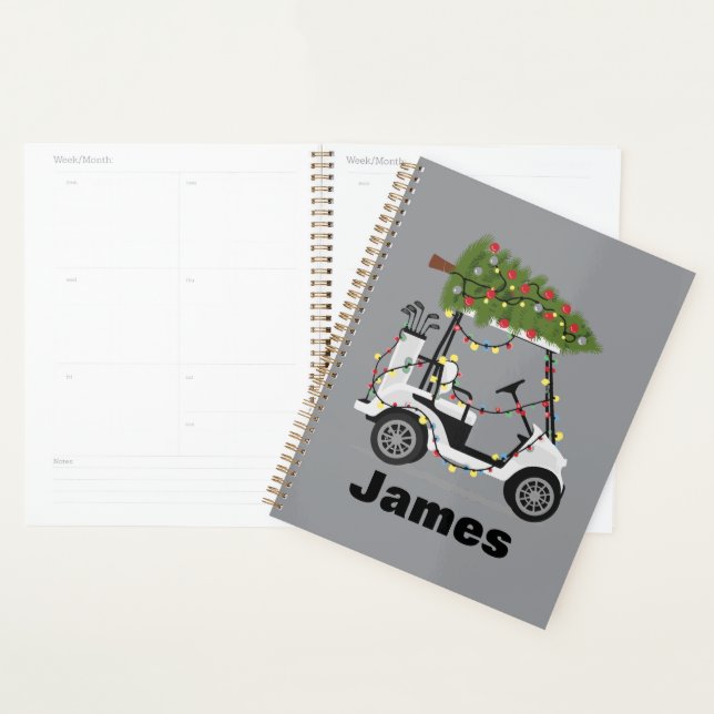 Personalized Name Golfer Christmas Golf Cart Xmas  Planner (Display)