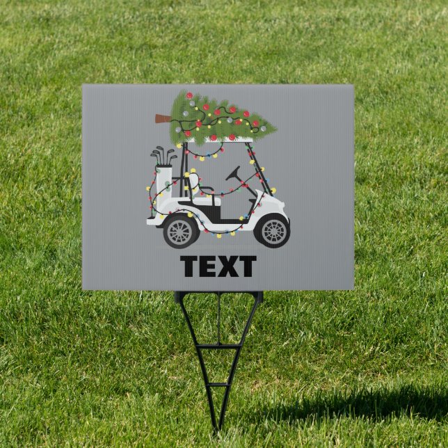 Personalized Name Golfer Christmas Golf Cart Xmas  Sign (Insitu)
