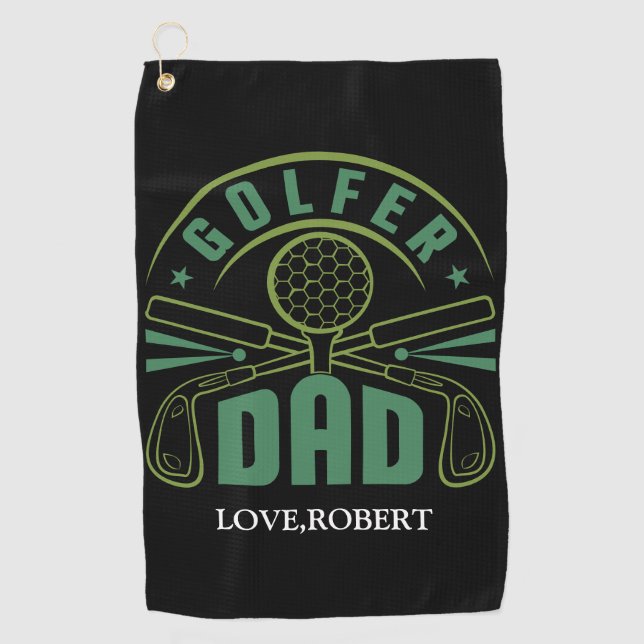 Personalized Name Golfer Dad Golf Towel (Front)