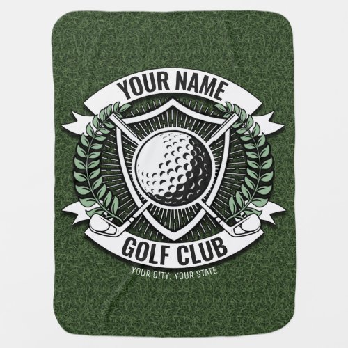 Personalized NAME Golfer Golf Club Turf Clubhouse  Baby Blanket
