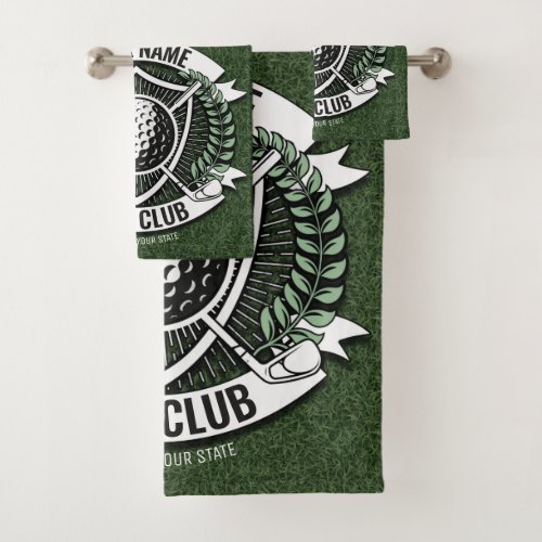 Personalized NAME Golfer Golf Club Turf Clubhouse  Bath Towel Set