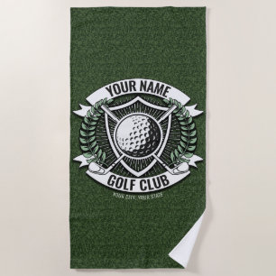 Personalized NAME Golfer Golf Club Turf Clubhouse Beach Towel