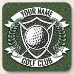Personalized NAME Golfer Golf Club Turf Clubhouse  Beverage Coaster<br><div class="desc">Personalized NAME Golfer Golf Club Turf Clubhouse  design - featuring Club Putter,  Ball and Unique Turf Background. Customize with your Name or Custom Text!</div>