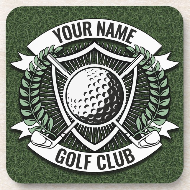 Personalized NAME Golfer Golf Club Turf Clubhouse  Beverage Coaster (Creator Uploaded)