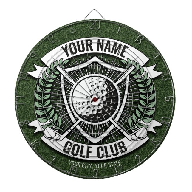 Personalized NAME Golfer Golf Club Turf Clubhouse Dart Board (Front)
