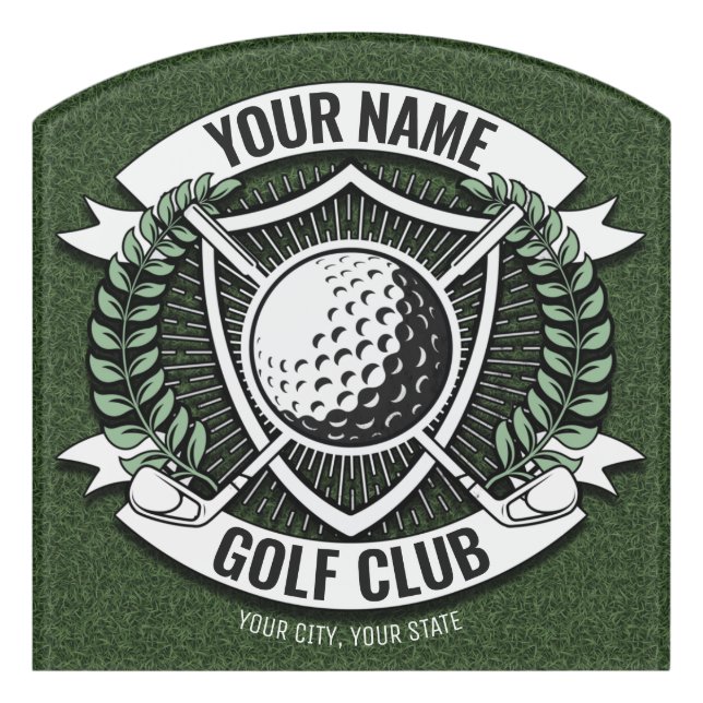 Personalized NAME Golfer Golf Club Turf Clubhouse  Door Sign (Contour Front)