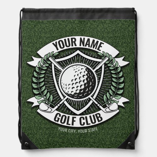 Personalized NAME Golfer Golf Club Turf Clubhouse Drawstring Bag