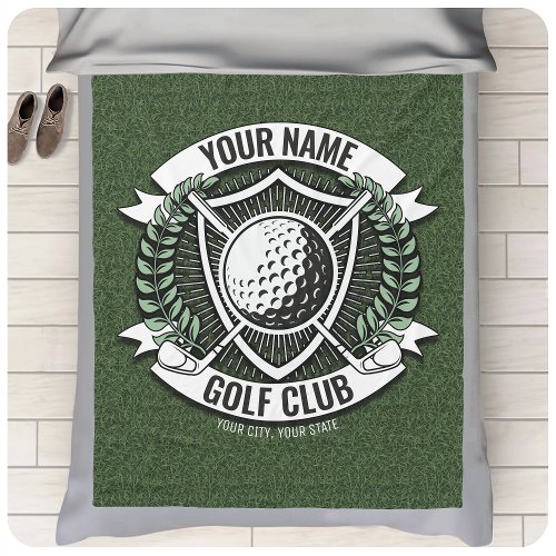 Personalized NAME Golfer Golf Club Turf Clubhouse Fleece Blanket