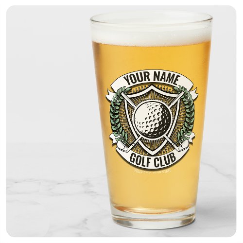 Personalized NAME Golfer Golf Club Turf Clubhouse Glass