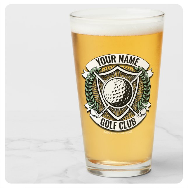 Personalized NAME Golfer Golf Club Turf Clubhouse Glass (Creator Uploaded)