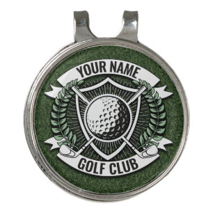Personalized NAME Golfer Golf Club Turf Clubhouse  Hat Clip
