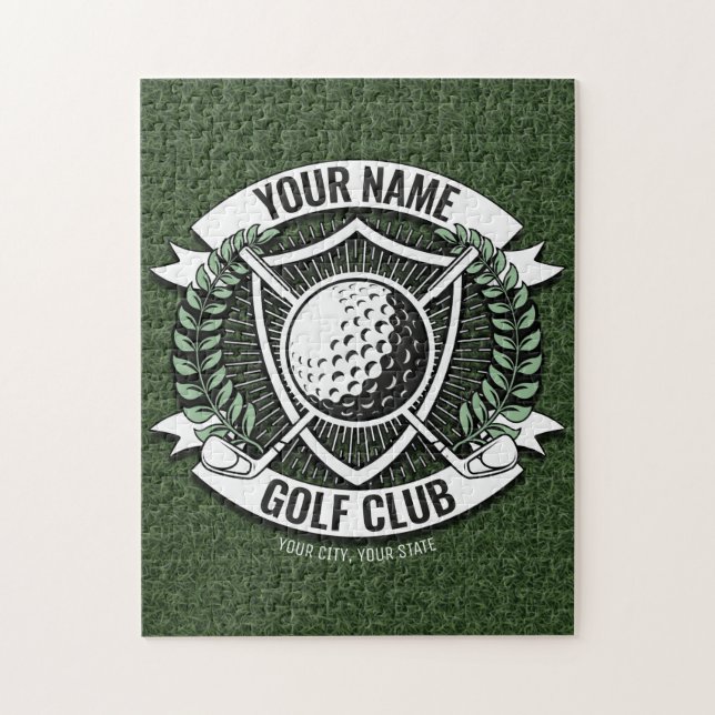 Personalized NAME Golfer Golf Club Turf Clubhouse Jigsaw Puzzle (Vertical)