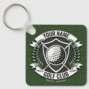 Personalized NAME Golfer Golf Club Turf Clubhouse  Keychain