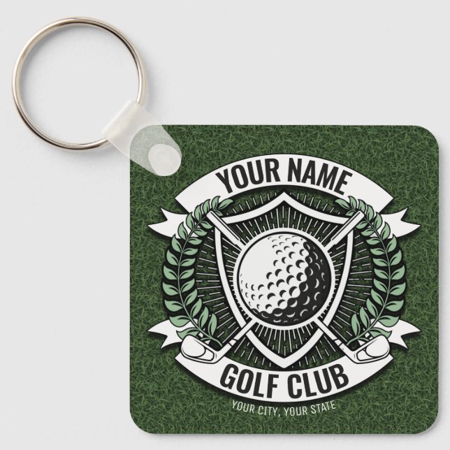 Personalized NAME Golfer Golf Club Turf Clubhouse  Keychain (Front)