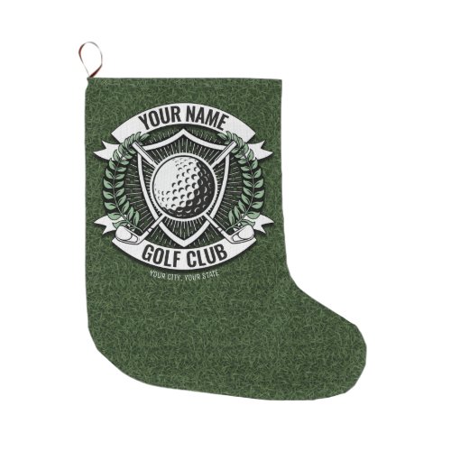 Personalized NAME Golfer Golf Club Turf Clubhouse  Large Christmas Stocking