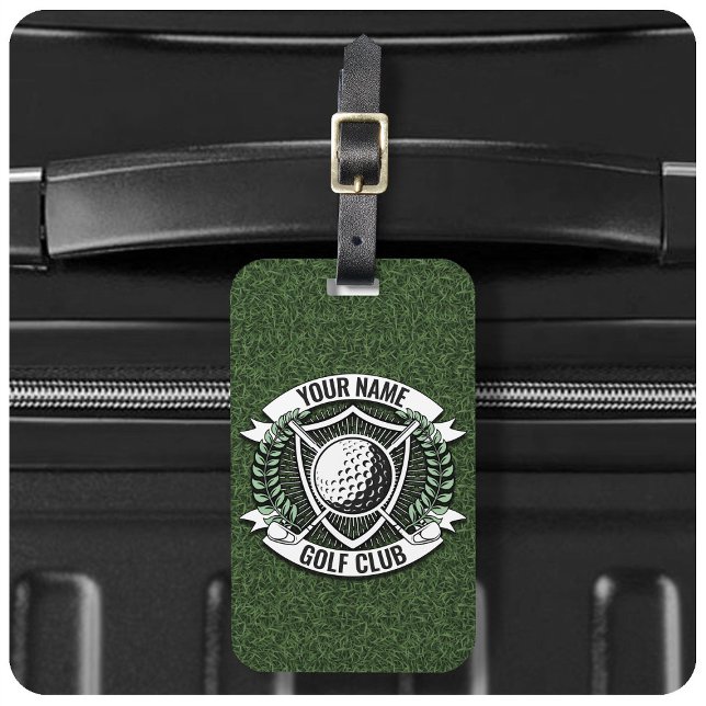 Personalized NAME Golfer Golf Club Turf Clubhouse  Luggage Tag (Creator Uploaded)