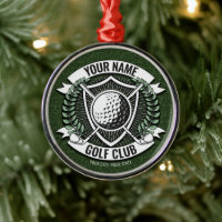 Personalized NAME Golfer Golf Club Turf Clubhouse  Metal Ornament