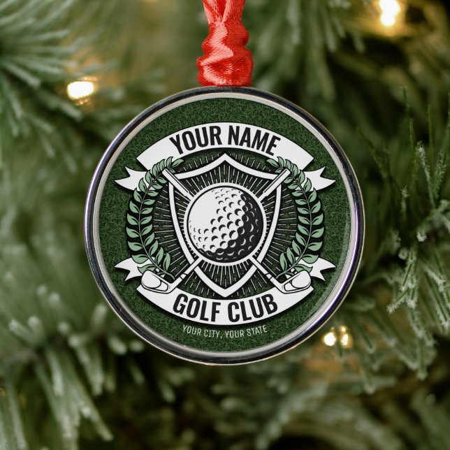 Personalized NAME Golfer Golf Club Turf Clubhouse  Metal Ornament (Tree)