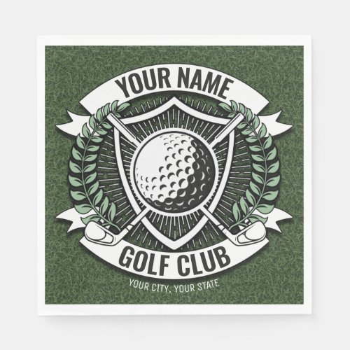 Personalized NAME Golfer Golf Club Turf Clubhouse Napkins