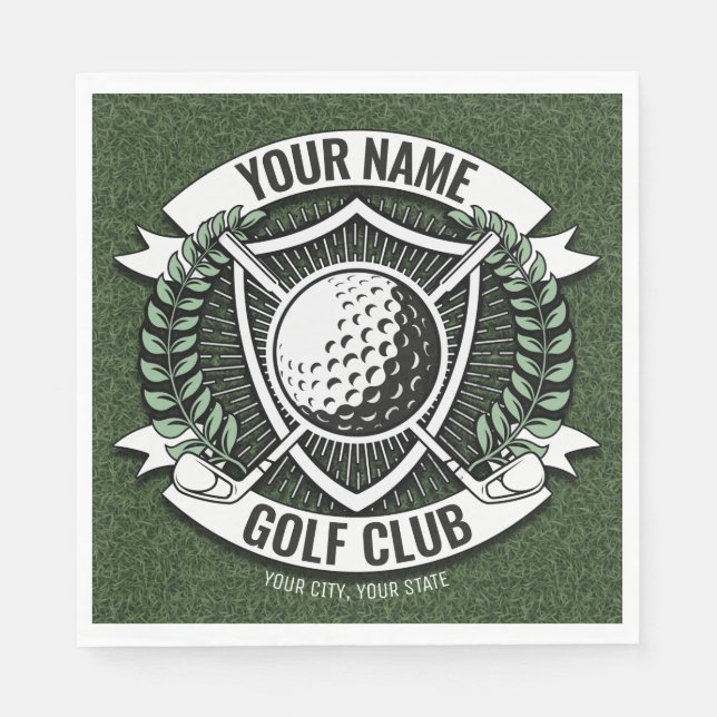 Personalized NAME Golfer Golf Club Turf Clubhouse Napkins (Front)