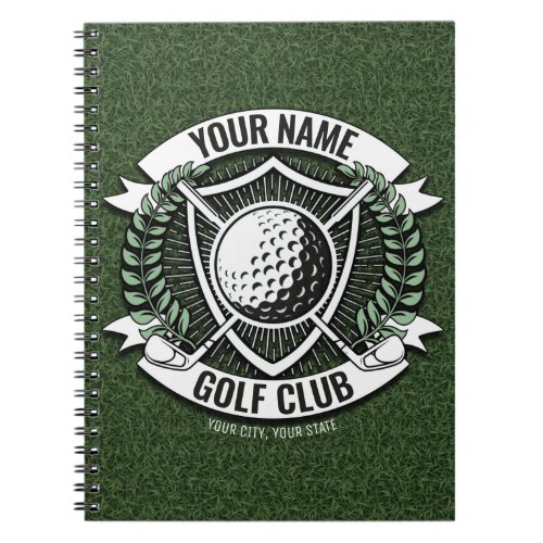 Personalized NAME Golfer Golf Club Turf Clubhouse Notebook