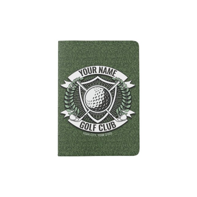 Personalized NAME Golfer Golf Club Turf Clubhouse  Passport Holder (Front)
