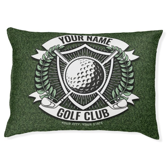 Personalized NAME Golfer Golf Club Turf Clubhouse Pet Bed (Front)