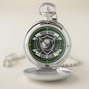 Personalized NAME Golfer Golf Club Turf Clubhouse Pocket Watch