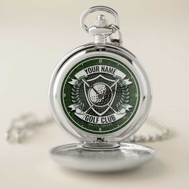 Personalized NAME Golfer Golf Club Turf Clubhouse  Pocket Watch (Inside)