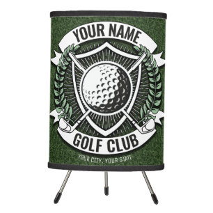 Personalized NAME Golfer Golf Club Turf Clubhouse Tripod Lamp