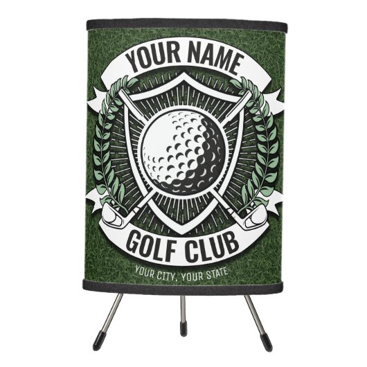 Personalized NAME Golfer Golf Club Turf Clubhouse  Tripod Lamp (Front)