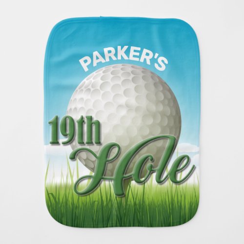 Personalized NAME Golfer Golf Pro Ball 19th Hole Baby Burp Cloth