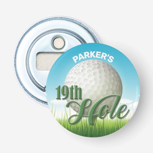 Personalized NAME Golfer Golf Pro Ball 19th Hole Bottle Opener (Front)