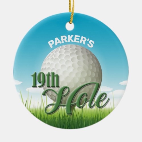 Personalized NAME Golfer Golf Pro Ball 19th Hole Ceramic Ornament