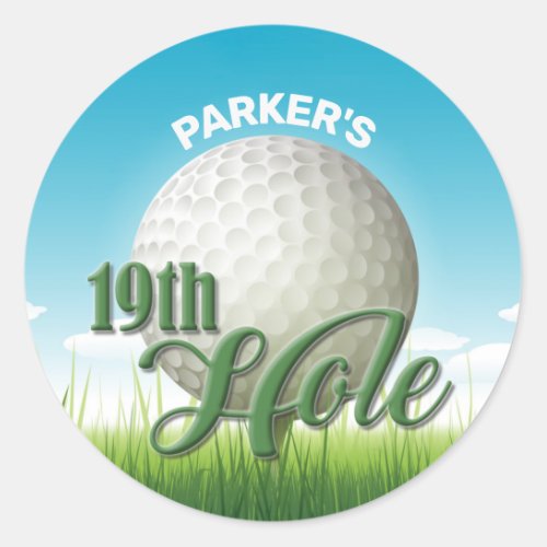 Personalized NAME Golfer Golf Pro Ball 19th Hole Classic Round Sticker