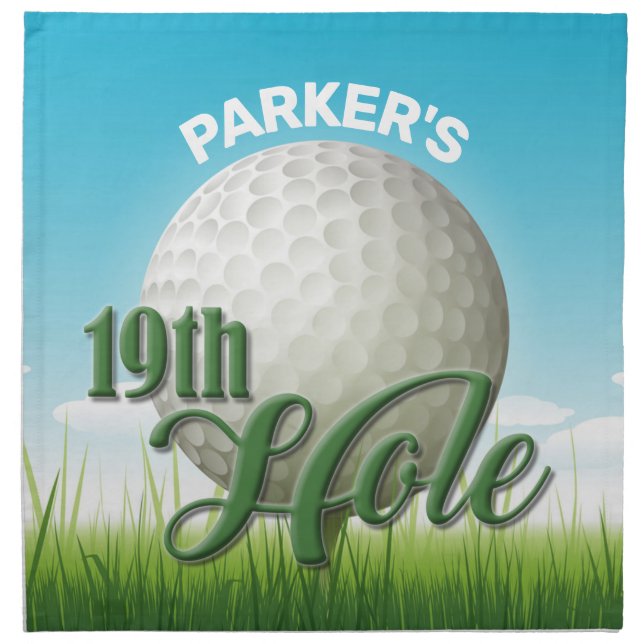 Personalized NAME Golfer Golf Pro Ball 19th Hole Cloth Napkin (Front)