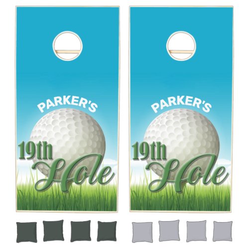 Personalized NAME Golfer Golf Pro Ball 19th Hole Cornhole Set