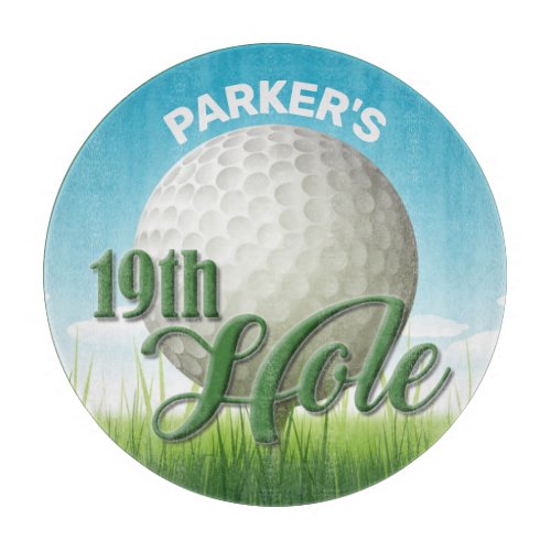 Personalized NAME Golfer Golf Pro Ball 19th Hole Cutting Board